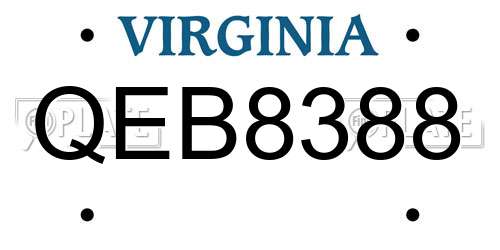 QEB8388 Virginia License Plate