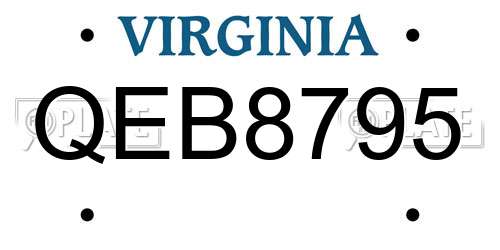 QEB8795 Virginia License Plate