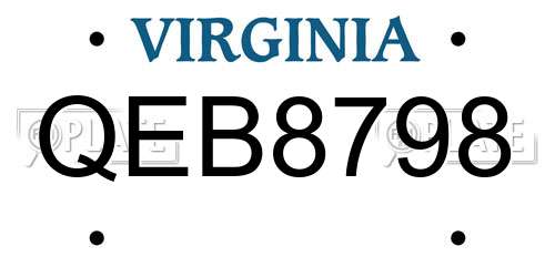 QEB8798 Virginia License Plate