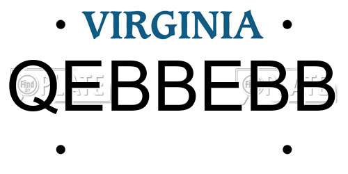QEBBEBB Virginia License Plate