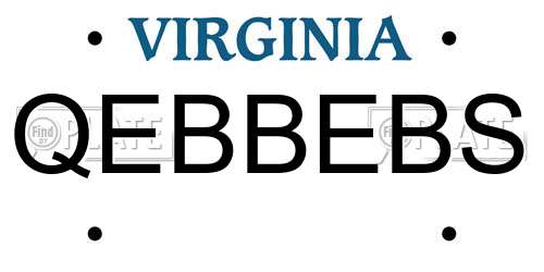 QEBBEBS Virginia License Plate