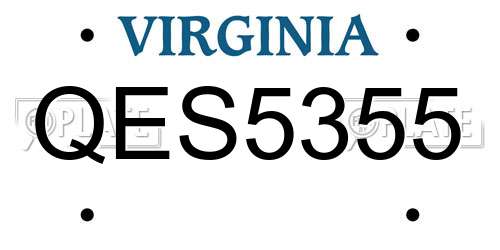 QES5355 Virginia License Plate