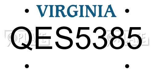 QES5385 Virginia License Plate