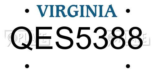 QES5388 Virginia License Plate
