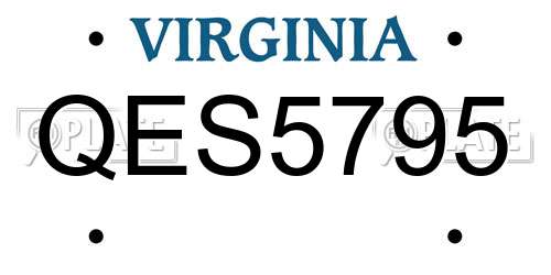 QES5795 Virginia License Plate