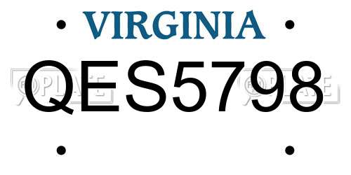 QES5798 Virginia License Plate