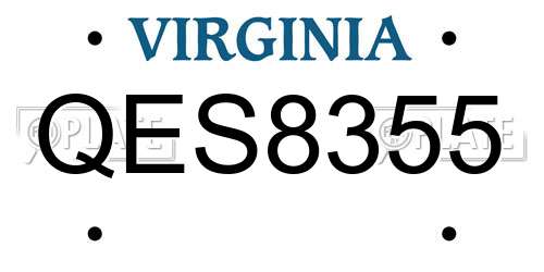 QES8355 Virginia License Plate
