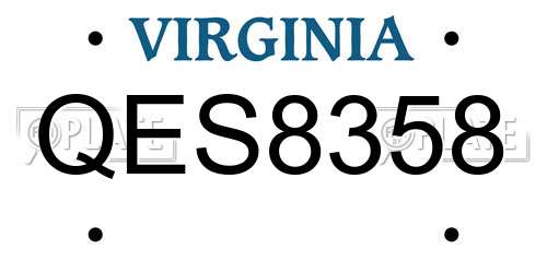 QES8358 Virginia License Plate