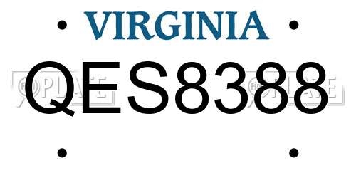 QES8388 Virginia License Plate