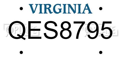 QES8795 Virginia License Plate