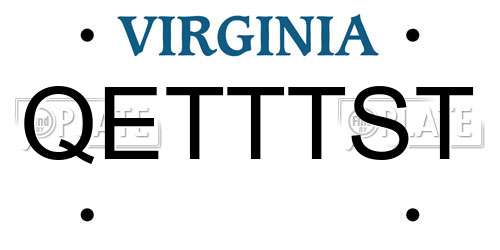 QETTTST Virginia License Plate