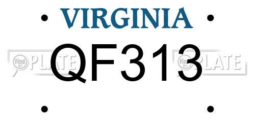 QF313 Virginia License Plate
