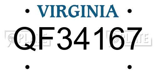 QF34167 Virginia License Plate