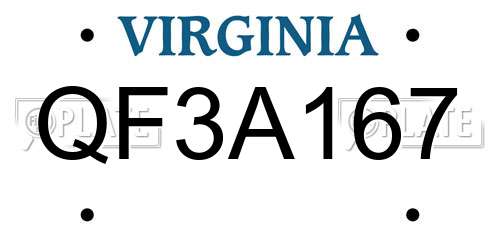 QF3A167 Virginia License Plate