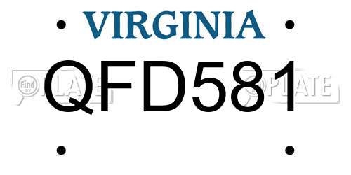 QFD581 Virginia License Plate