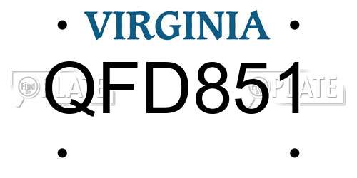 QFD851 Virginia License Plate