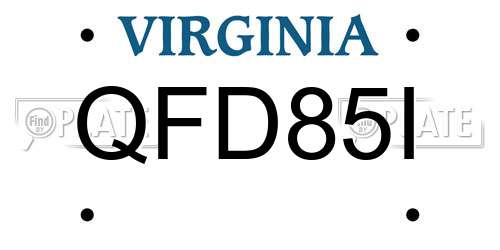 QFD85I Virginia License Plate