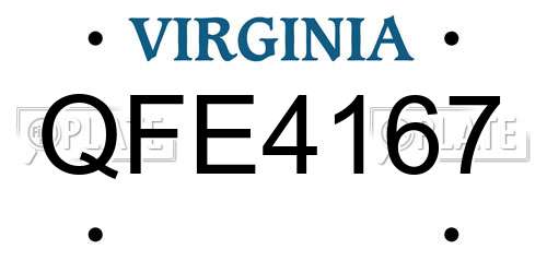 QFE4167 Virginia License Plate