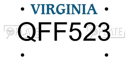 QFF523 Virginia License Plate