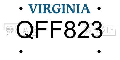 QFF823 Virginia License Plate