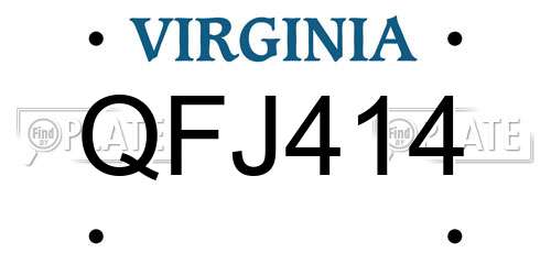 QFJ414 Virginia License Plate