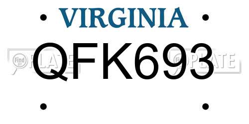 QFK693 Virginia License Plate