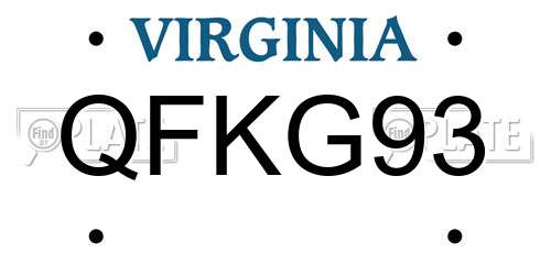 QFKG93 Virginia License Plate
