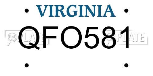 QFO581 Virginia License Plate