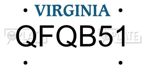 QFQB51 Virginia License Plate