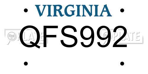 QFS992 Virginia License Plate