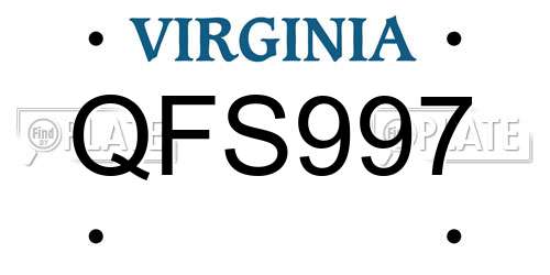 QFS997 Virginia License Plate