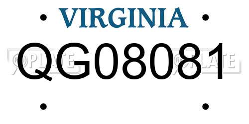 QG08081 Virginia License Plate