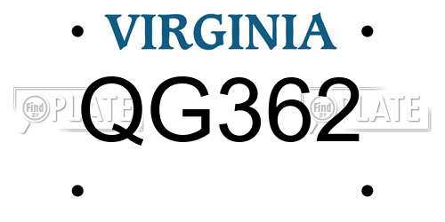 QG362 Virginia License Plate