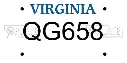 QG658 Virginia License Plate