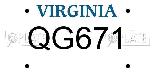 QG671 Virginia License Plate