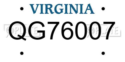 QG76007 Virginia License Plate