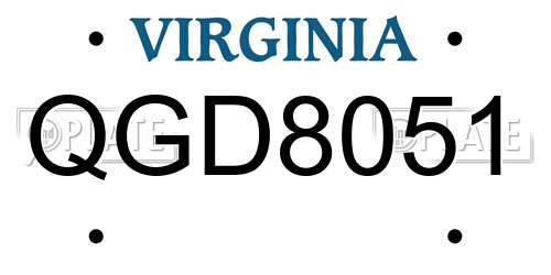 QGD8051 Virginia License Plate