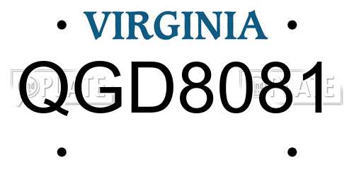 QGD8081 Virginia License Plate