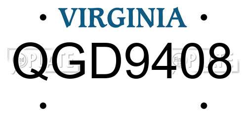 QGD9408 Virginia License Plate