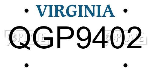 QGP9402 Virginia License Plate