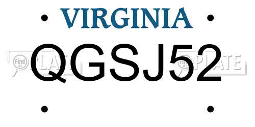 QGSJ52 Virginia License Plate