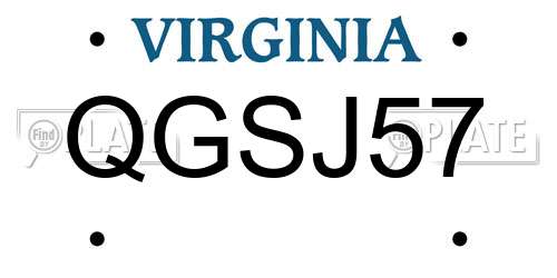 QGSJ57 Virginia License Plate