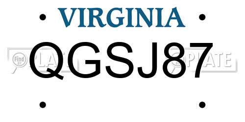 QGSJ87 Virginia License Plate
