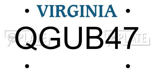 QGUB47 Virginia License Plate