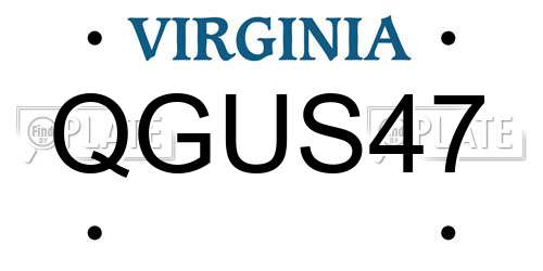 QGUS47 Virginia License Plate