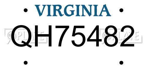 QH75482 Virginia License Plate