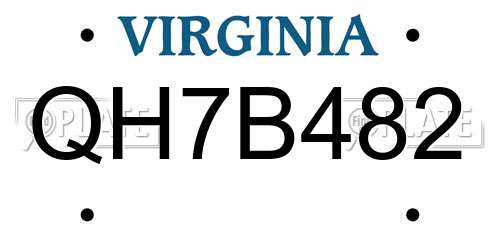 QH7B482 Virginia License Plate