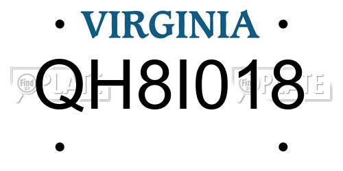 QH8I018 Virginia License Plate