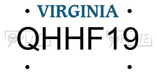 QHHF19 Virginia License Plate
