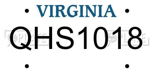 QHS1018 Virginia License Plate